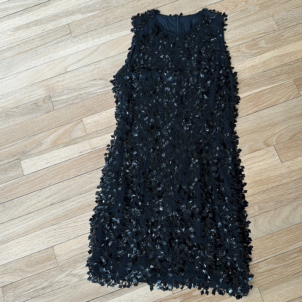 90’s DKNY flapper-style beaded and sequined fringe silk minidress - Size 2